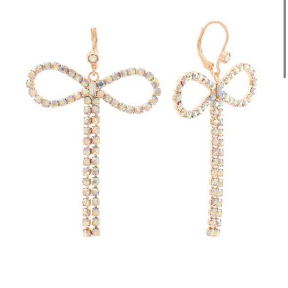 Betsey Johnson Gold Drop Earrings Sparkling Accessory - Picture 1 of 4